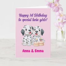 Feliz 1º Aniversário às Gêmeas, Cachorrinhos Fofos