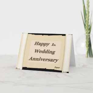 Cartão Feliz 1º Aniversário de Casamento de Papel