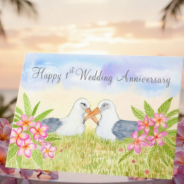 Cartão Feliz 1º Aniversário de Casamento Laysan Albatross