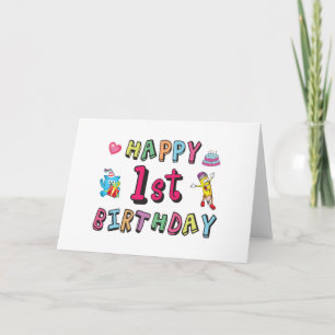 Cartão Feliz 1º Aniversário para Crianças de 1 ano de ida
