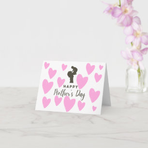 Cartão Feliz 1º Dia das Mães Pequeno Coração Rosa