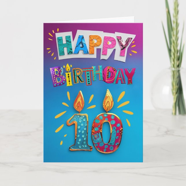 Cartão Feliz 10º aniversário (Frente)