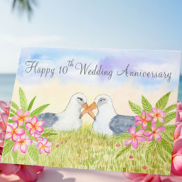 Cartão Feliz 10º Aniversário de Casamento Laysan Albatros