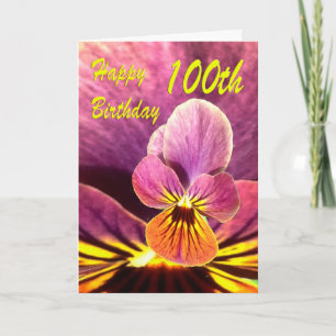 Cartão Feliz 100º aniversário da Pansy