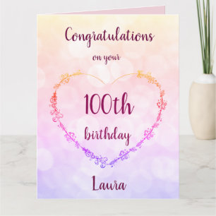 Cartão Feliz 100º aniversário personalizado