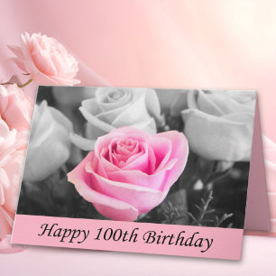 Cartão Feliz 100º Aniversário, Rosa Fotografia