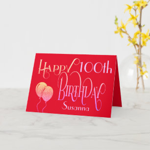 Cartão Feliz 100º Aniversário - Script Decorativo Nome 