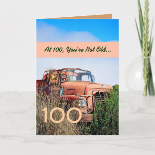 Cartão Feliz 100.º Aniversário da FUNNY - Caminhão Laranj