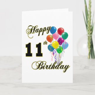 Cartão Feliz 11 Aniversário Presente e Roupa de Aniversár