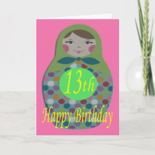 Cartão Feliz 13 da Dolosa Russa Aniversário