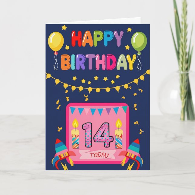 Cartão Feliz 14 Birthday (Frente)
