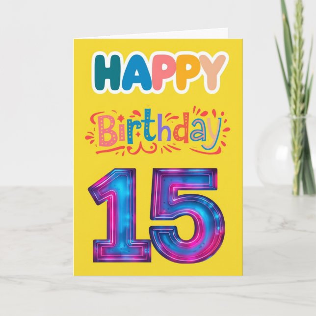 Cartão Feliz 15 Birthday (Frente)