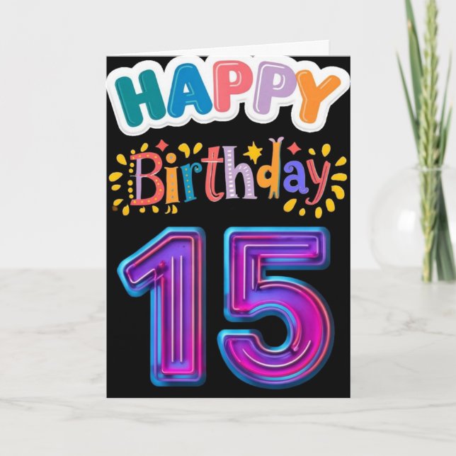 Cartão Feliz 15 Birthday (Frente)