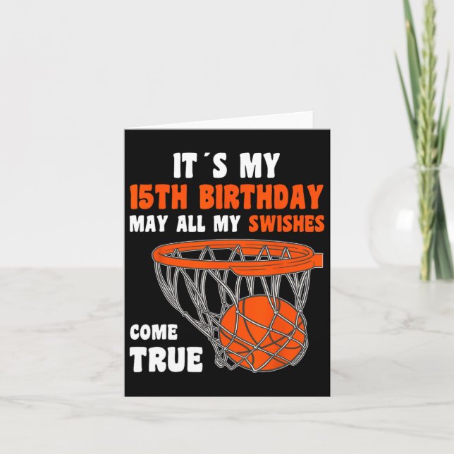 Cartão Feliz 15 de aniversário de 15 anos Bysketbyll 15 B (Frente)