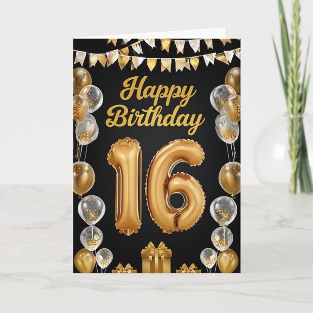 Cartão Feliz 16º aniversário (Frente)