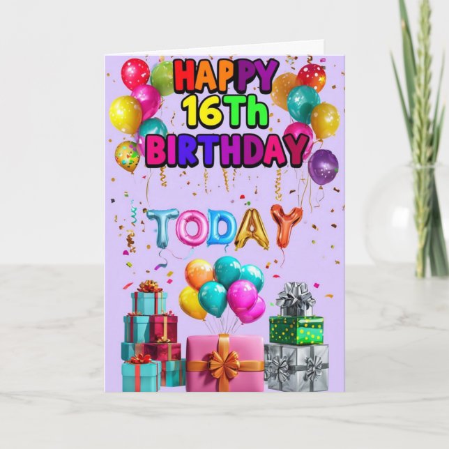 Cartão Feliz 16º aniversário (Frente)