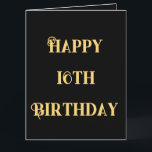 Cartão Feliz 16º aniversário Dourado Amarelo Sessenta e D<br><div class="desc">Projetado com modelo de texto amarelo ouro para a mensagem "Feliz Sexto Aniversário" que você pode editar para personalizar e também personalizar o fundo de cores!</div>
