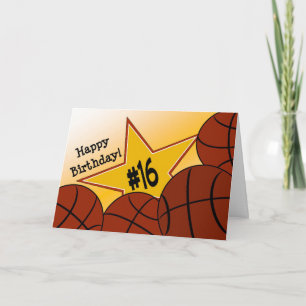 Cartão Feliz 16º aniversário, Estrela de Basquete!