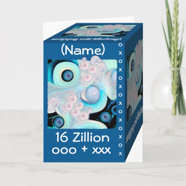 Cartão Feliz 16.º aniversário - 16 Zilhões de Hugs e Kiss (Frente)