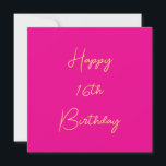 Cartão Feliz 16.º aniversário Sessenta e seis Dourados ro<br><div class="desc">Projetado com modelo de texto amarelo ouro para a mensagem "Feliz Sexto Aniversário" que você pode editar para personalizar e também personalizar o fundo de cores!</div>