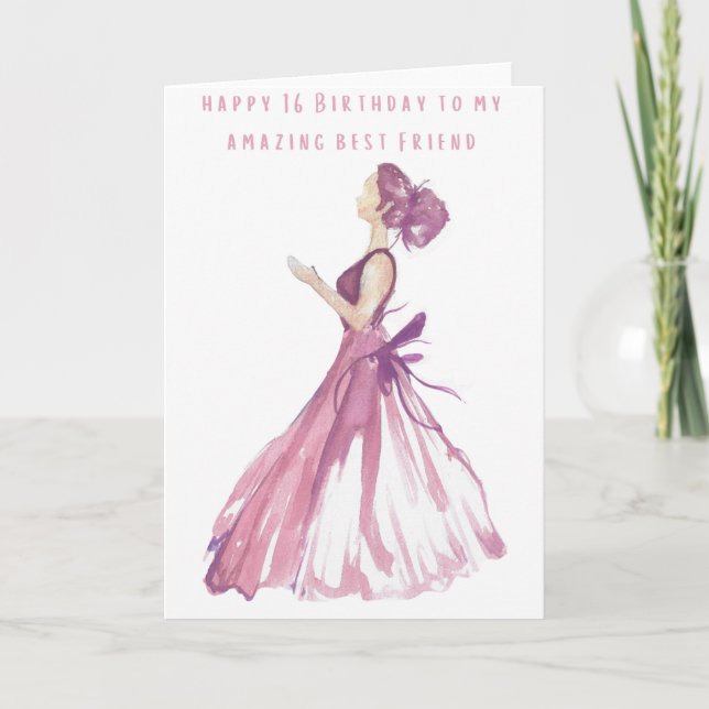 Cartão Feliz 16 de aniversário para o meu melhor amigo (Frente)