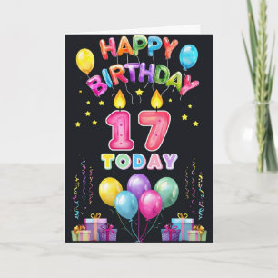 Cartão Feliz 17º aniversário