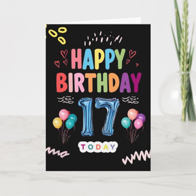 Cartão Feliz 17º aniversário (Frente)