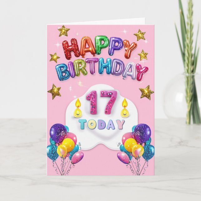 Cartão Feliz 17º aniversário (Frente)