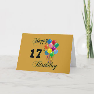 Cartão Feliz 17º aniversário Design com balões