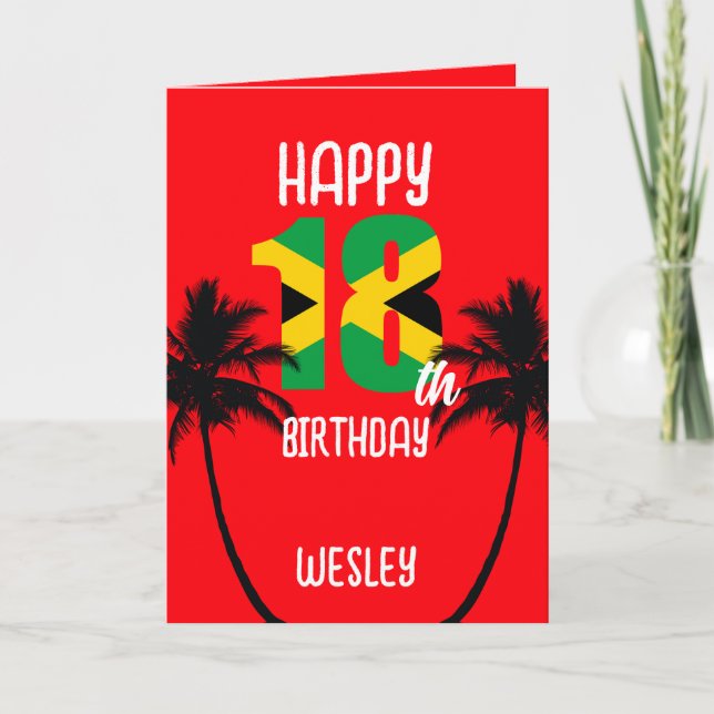 Cartão Feliz 18.º Aniversário do Jamaicano (Frente)