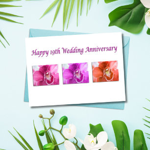 Cartão Feliz 19º Aniversário de Casamento Orquídeas