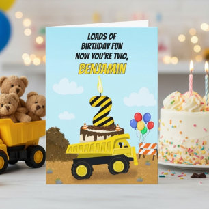 Cartão Feliz 2º Aniversário Caminhão Basculante Personali