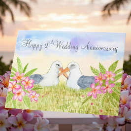 Cartão Feliz 2º Aniversário de Casamento Laysan Albatross
