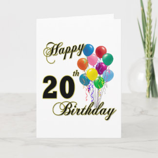 Cartão Feliz 20 Aniversário Presente e Roupa de Aniversár
