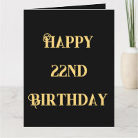 Feliz 22º Aniversário Dourado Amarelo Vinte e Dois