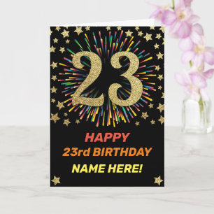 Cartão Feliz 23º aniversário do Arco-íris Negro e Dour