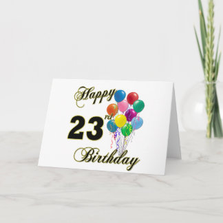 Cartão Feliz 23º aniversário dos presentes com balões