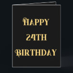 Cartão Feliz 24º aniversário Dourado Amarelo Vinte e Quat<br><div class="desc">Projetado com modelo de texto amarelo ouro para a mensagem "Feliz 24º aniversário" que você pode editar para mudar a idade que você precisa e também para o fundo de cores personalizado!</div>