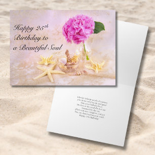Cartão Feliz 25 Aniversário Peony com Conchas