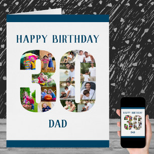 Cartão Feliz 30º Aniversário Pai Número 30 Colagem de Fot