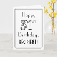 Feliz 31º Aniversário, Estilo de Deco de Arte com 