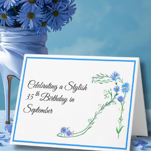 Cartão Feliz 35 de setembro de Aster Azul Flores
