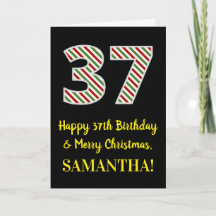 Cartão Feliz 37º Aniversário e Feliz Natal, Nome Personal