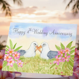 Cartão Feliz 4º Aniversário de Casamento Laysan Albatross