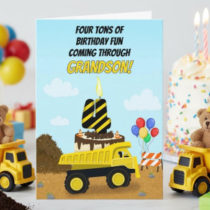 Cartão Feliz 4º Aniversário Neto Caminhão Basculante