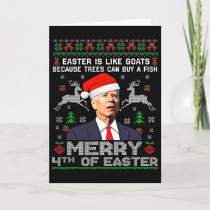 Cartão Feliz 4º de Páscoa Diversão Biden Natal Feio Homen
