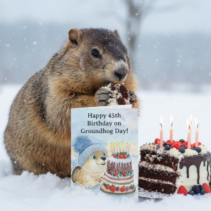 Cartão Feliz 45º Aniversário do Dia da Marmota