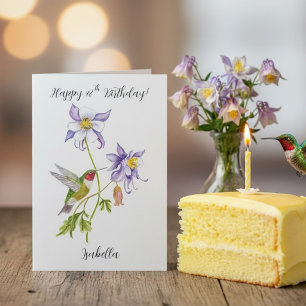 Cartão Feliz 48º Aniversário Columbine com Beija-flor