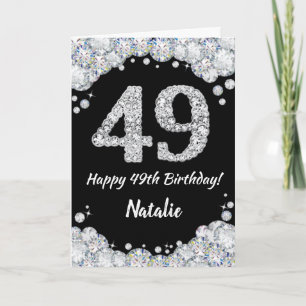 Cartão Feliz 49.º aniversário - Placa brilhante Preta e