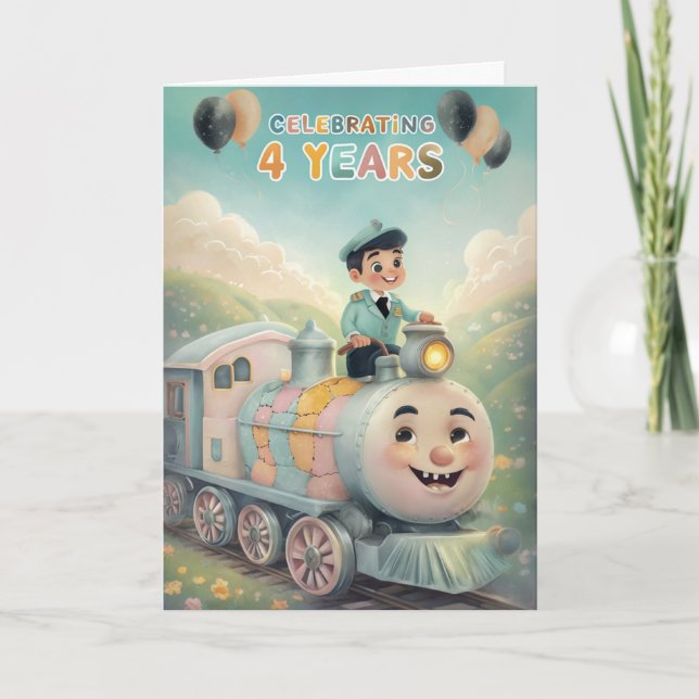 Cartão Feliz 4.º Aniversário (Frente)
